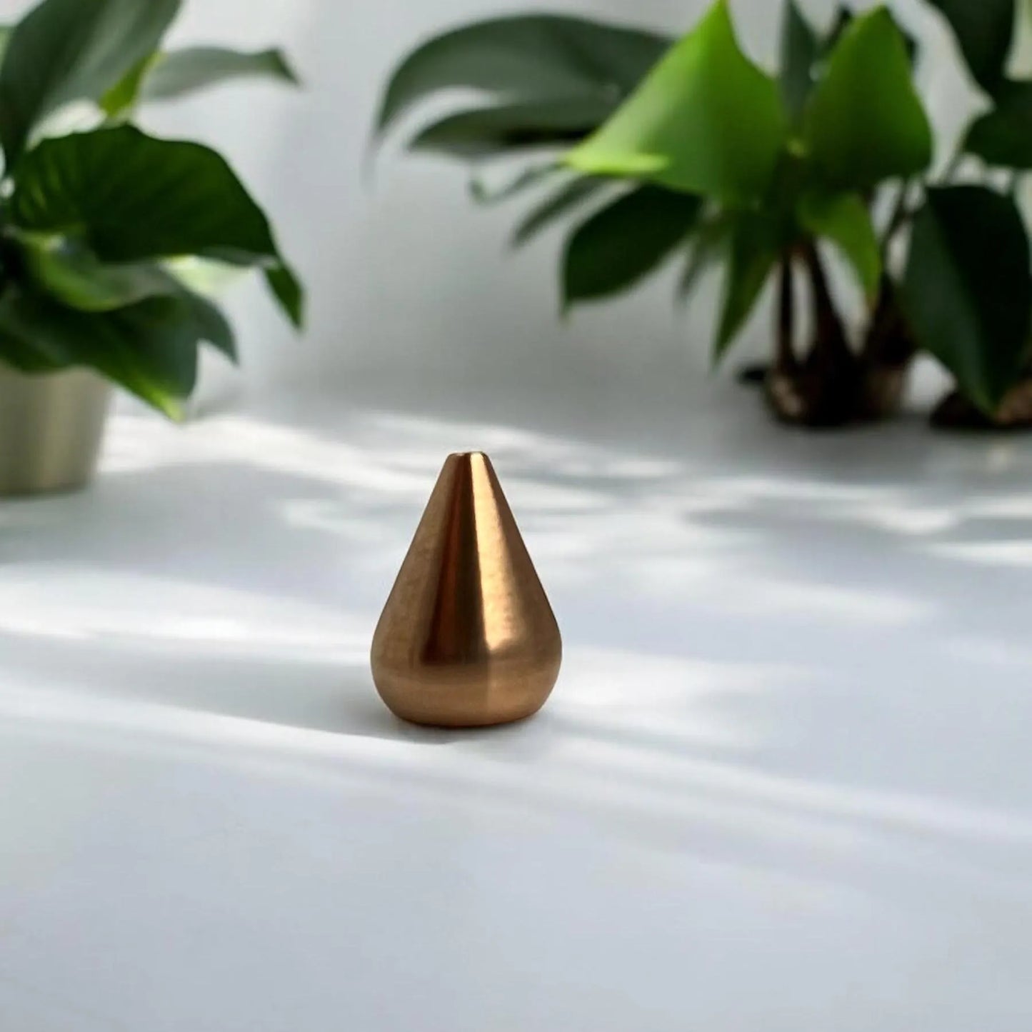 Teardrop Brushed Gold-Tone Metal Incense Stick Holder