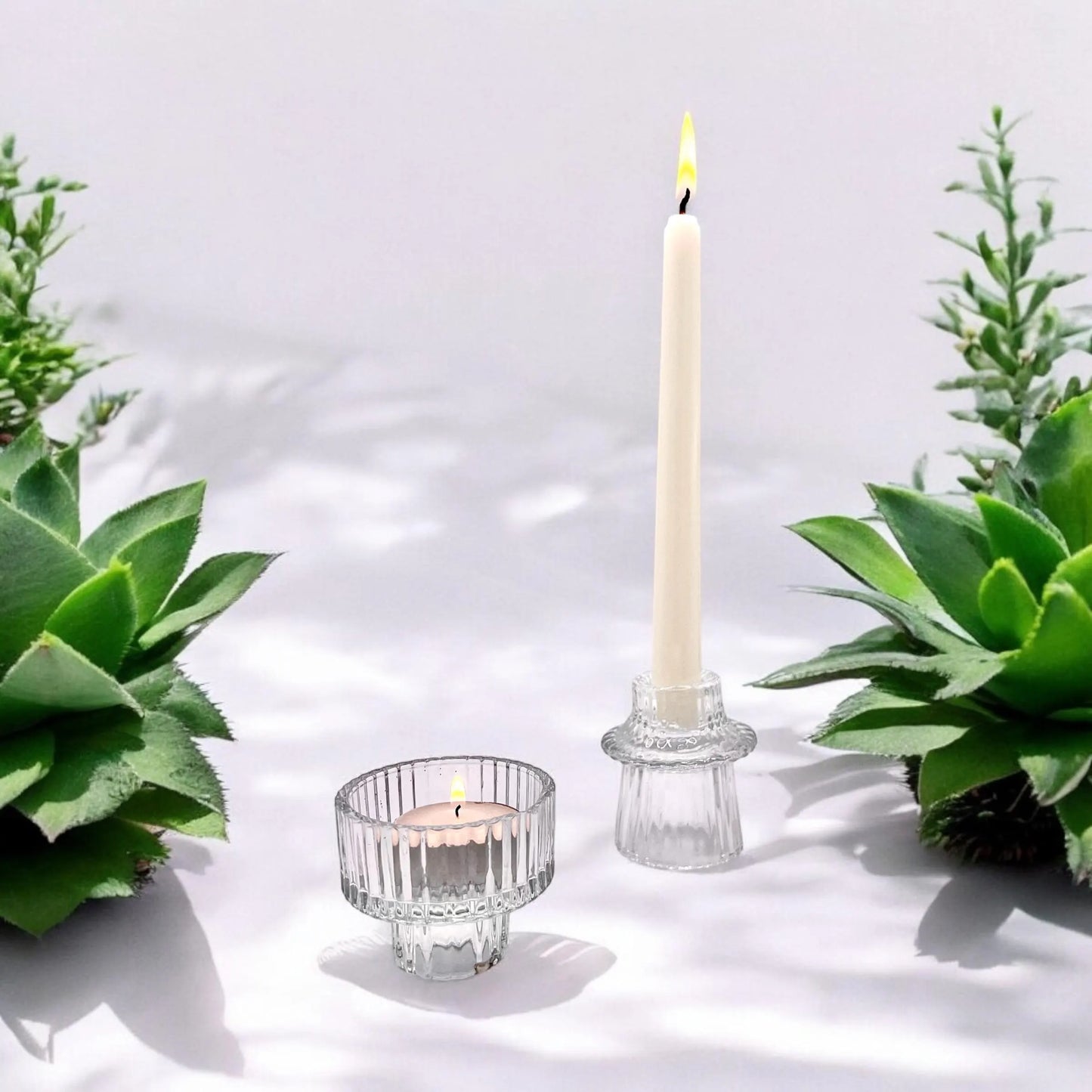 Pillar & Tea Light Holder Set Pair
