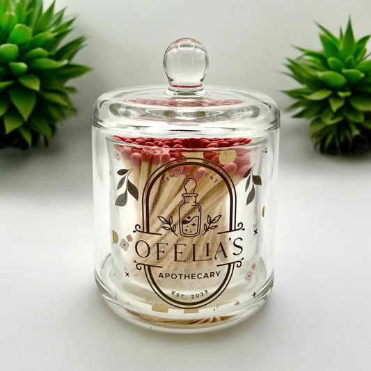 Luxury Pink Tip Matchsticks with Glass Cloche and Striker