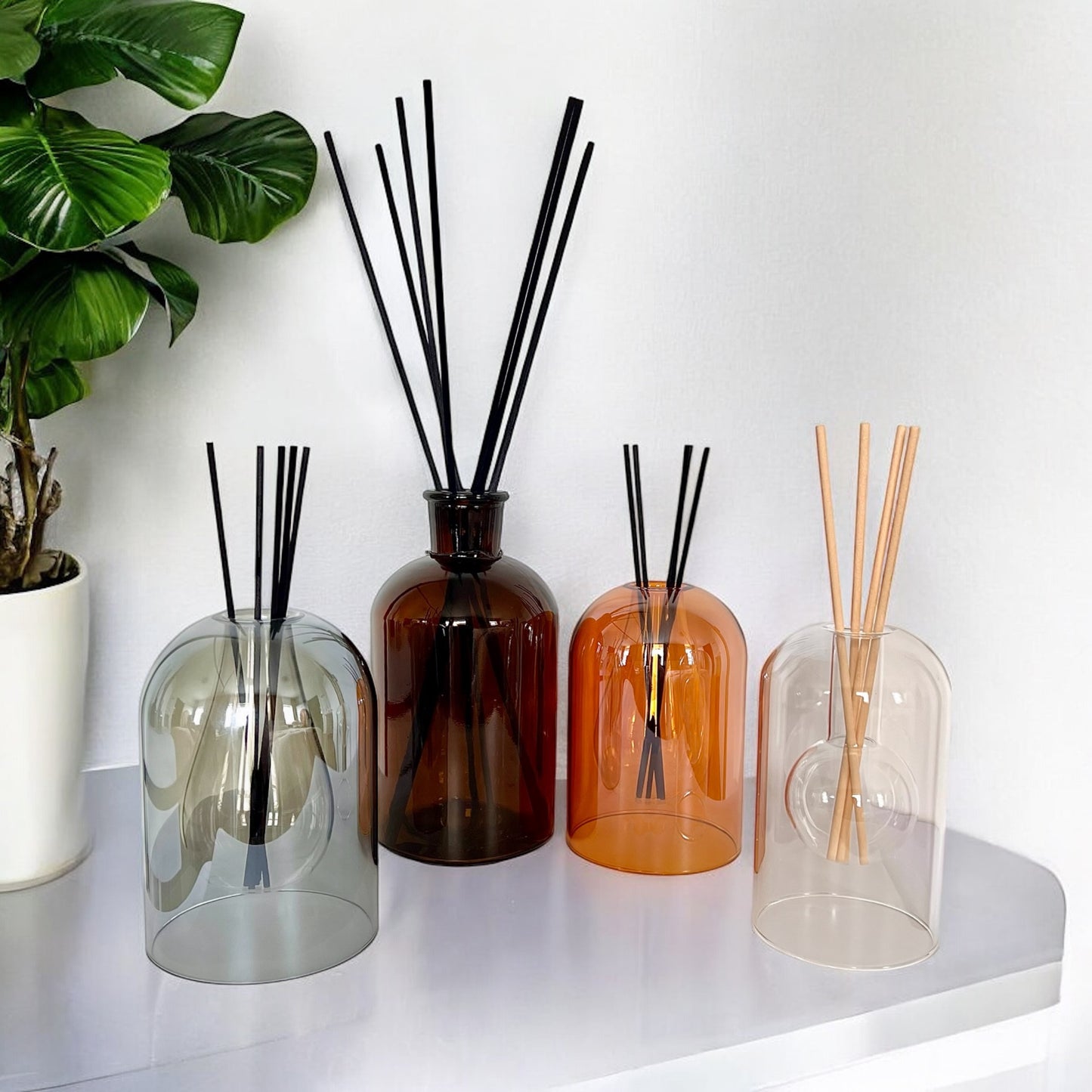 Large Elegant Amber Glass Reed Diffuser (1000ml Capacity)