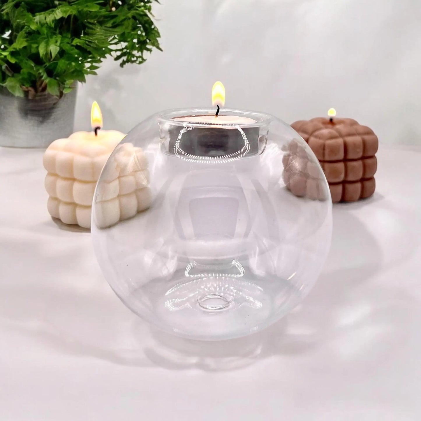 Elegant Round Glass Tea Light Holder