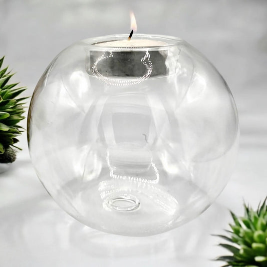 Elegant Round Glass Tea Light Holder