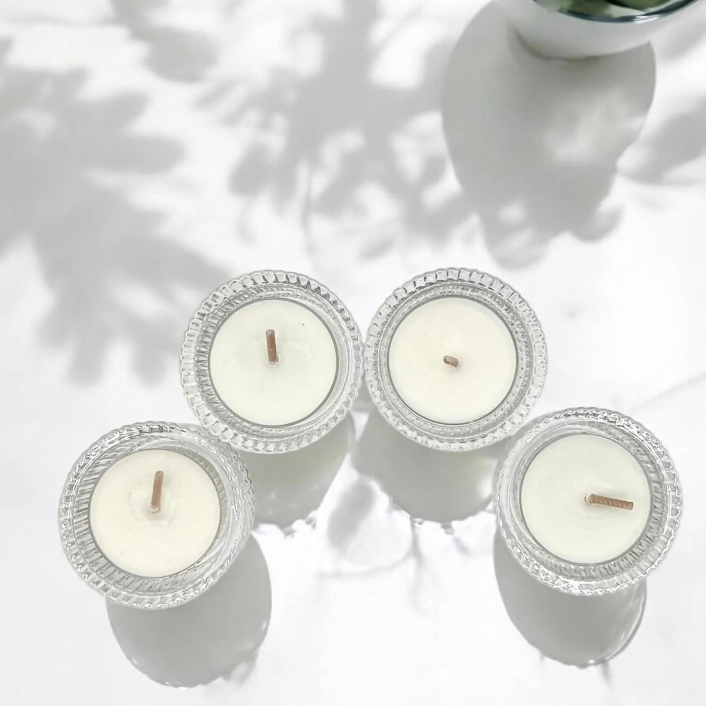 Set of 4 Glass Tea Light Candle Holders