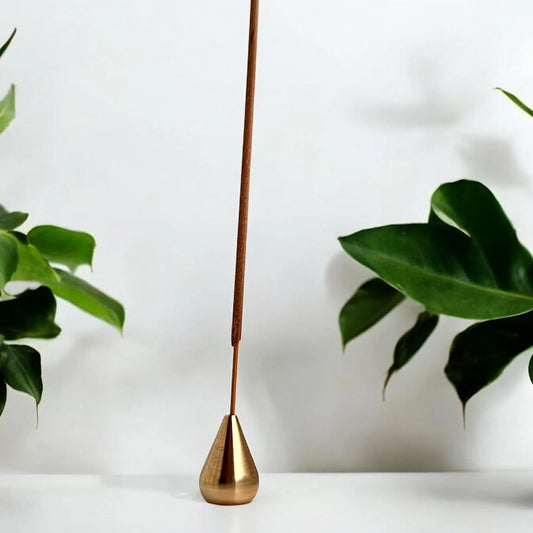 Teardrop Brushed Gold-Tone Metal Incense Stick Holder
